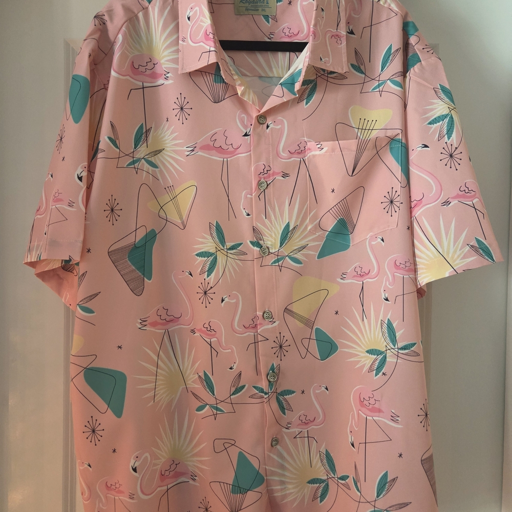 Royaura Pink Flamingo Men's Casual 3XL Shirt
